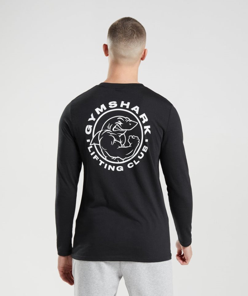 Men's Gymshark Legacy Long Sleeve T-Shirts Black | NZ 3KVJLT